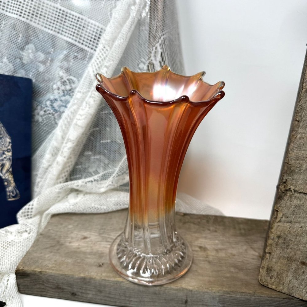 Vintage Carnival Vase 8" Tall excellent Condition